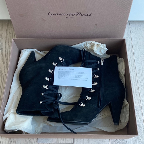 Gianvito Rossi Waterloo Camoscio Black Boots - Picture 1 of 10